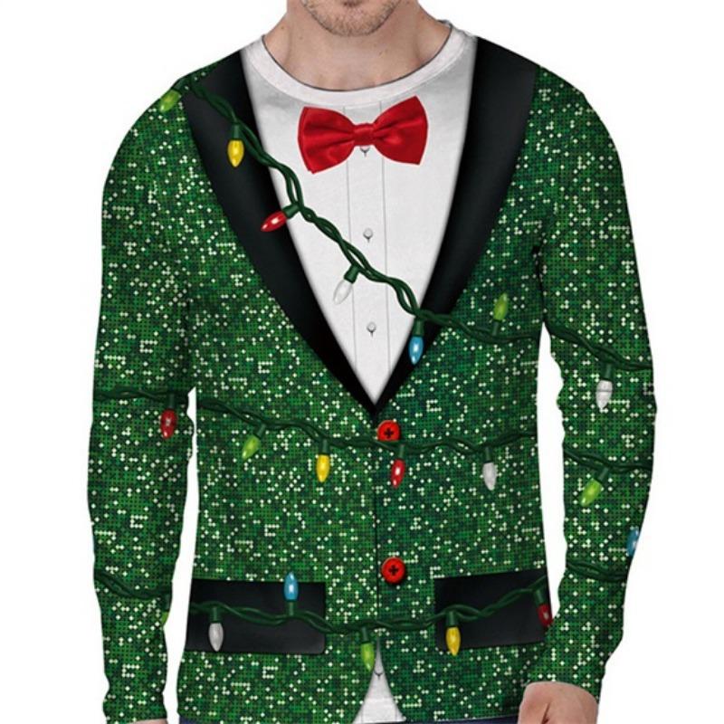 3D Print Christmas Funny Ugly Long Sleeve Tshirt For Men Women Novelty Casual Oversized Tee Shirts Top Clothes
