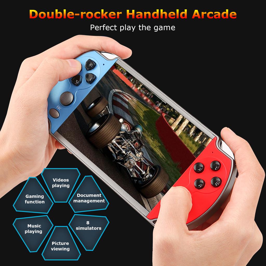 X7 4,3-дюймовая игровая консоль, портативные игровые плееры, двойной рокер, 8 ГБ встроенной памяти, 1000 игр