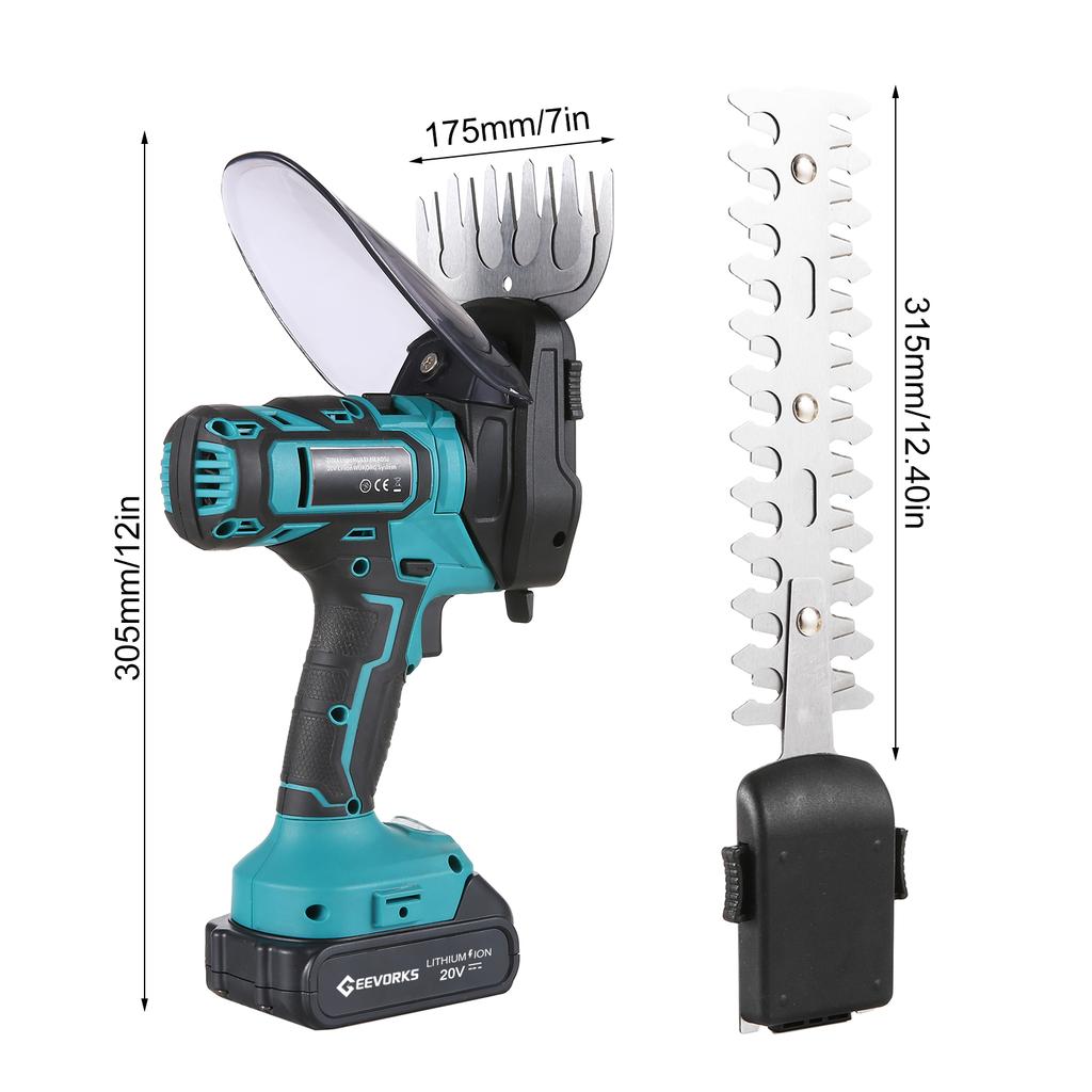 20V Cordless Grass Shears, Handheld Grass Trimmer, 2 In 1 Electric Grass Clippers & Power Hedge