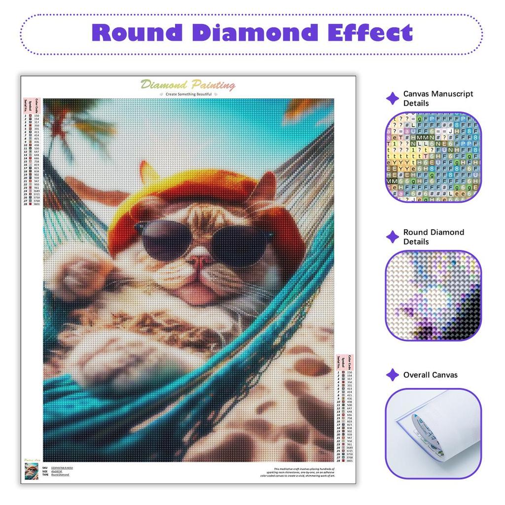 DIY Diamond Painting Seaside Rhinestones Embroidery Cat Mosaic Creative Hobbies Home Decoration 30x40cm/12x16inch