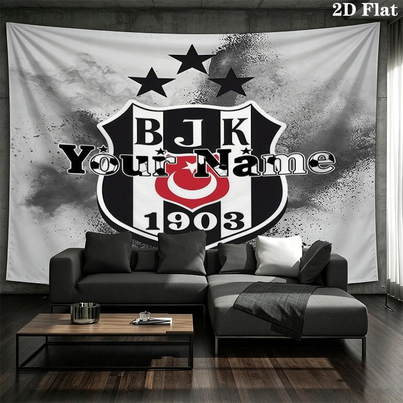 Besiktas Gymnastics Club Custom Name Wall Tapestry Aesthetic Wall Hanging Printed Fabric Blanket Decorative Tapestries for Bedroom Living Room Home De