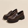 2025 Autumn British Style Small Leather Shoes Women's New One-pedal Single Shoes Small Height-increasing Thick-soled Muffin Loafers