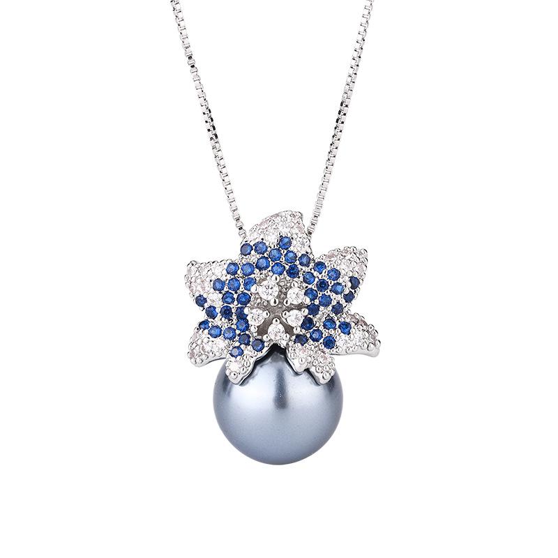 Универсальный модный комплект из серого жемчуга, ожерелье из серебра 925 пробы, серьги-иглы