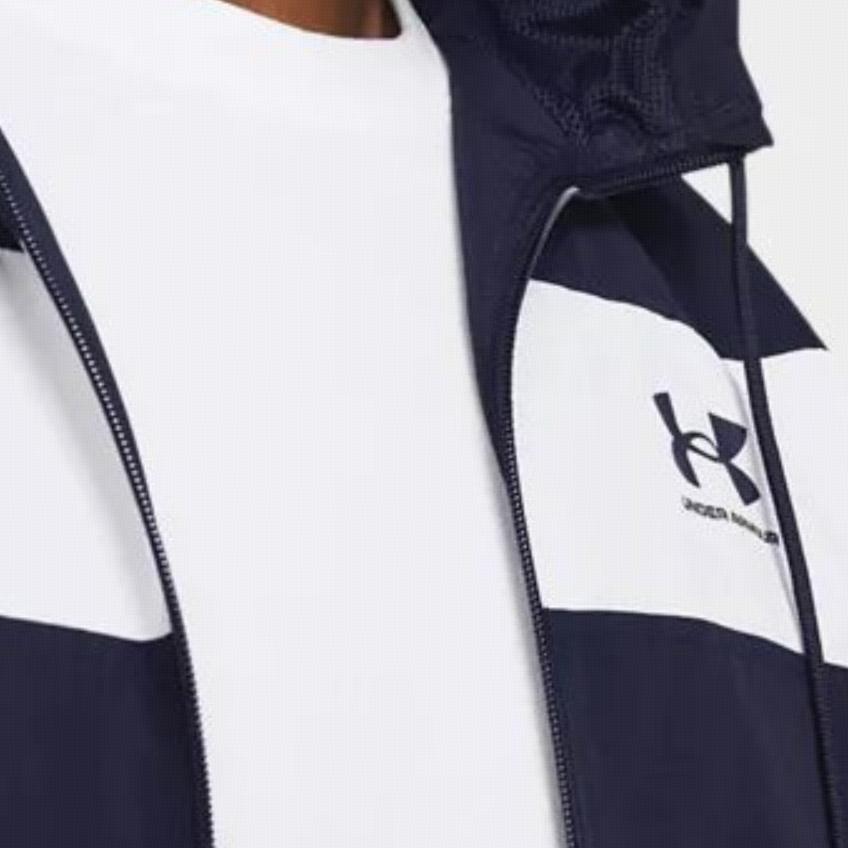 Under Armour Спортивная куртка с капюшоном и принтом в виде букв на молнии, мужская куртка темно-синего цвета 1361621-410