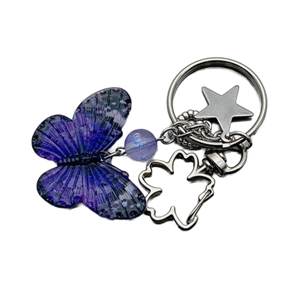 Elegant Butterfly Star Pendant Keyrings Unique Butterfly Pendant Keychain Beaded Phone Anti-Lost Chain Hangings Jewelry