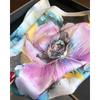 Women Elegant Floral Print Imitation Silk Square Neck Scarf For Daily Use