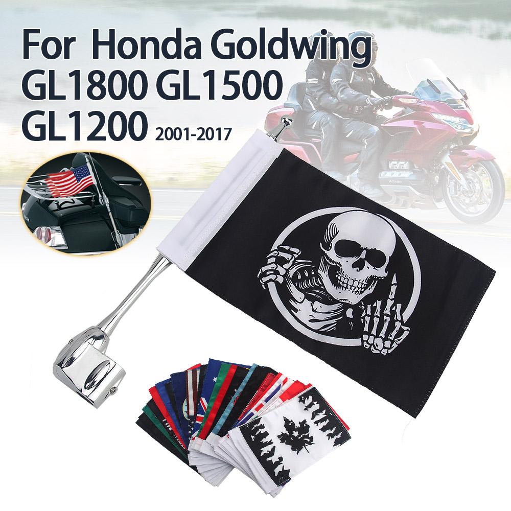 Motorcycle Flagpole Global Banner Fits For Honda Gold Wing GL 1800 2001-2025 Goldwing GL1800 Tour Trunk Flag Pole Mount Bracket