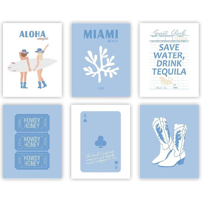 heilkee Preppy Room Decor Aesthetic Hot Pink White Wall Art for Teen Girls Bedroom Pink College Dorm Room Posters Trendy Wall Decor(UNFRAMED 8x10in)