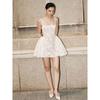 French style White Lace Sling Dress Women Summer New Elegant Waist Hugging Slimming Short Princess Pettiskirt