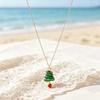 Elegant Christmas Tree Necklace Vintage Dangle Pendant Earrings Office Faux Pearl Jewelry  Holiday