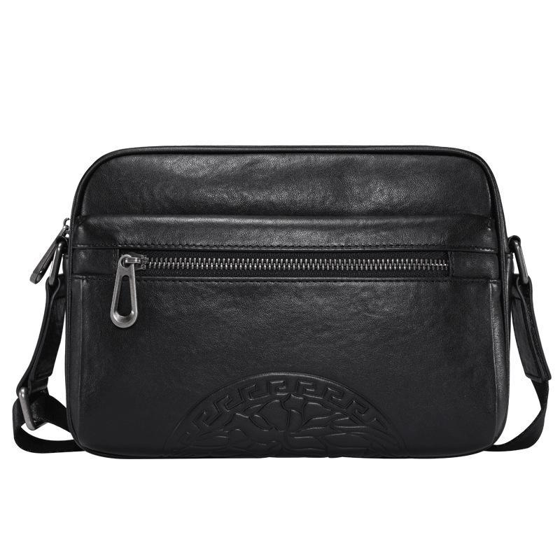 Мужская горизонтальная сумка-мессенджер из натуральной кожи - мягкий первый слой коровьей кожи в деловом повседневном стиле