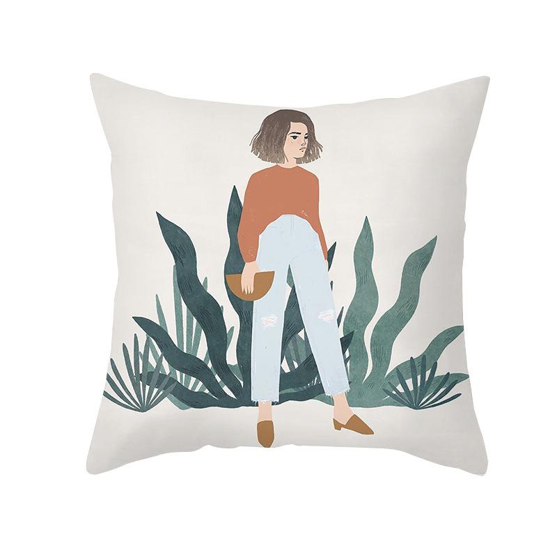 Modern Minimalist Artistic Style Throw Pillow Covers With Short Plush Printed Fabric For Home Living Room Sofa Cushion Cover