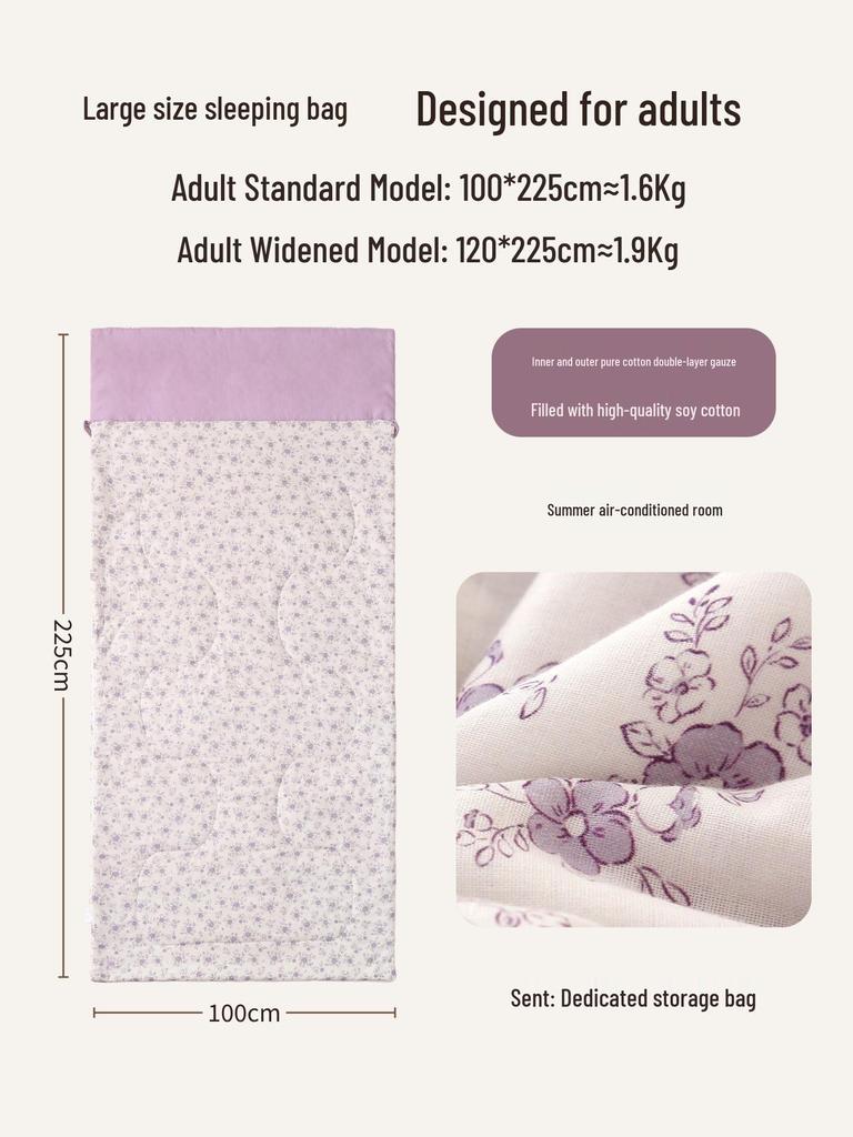Hao Run Qi Summer Cotton Double Layer Gauze Adult Sleeping Bag – Lightweight for Travel, Camping, and Outdoor Use
