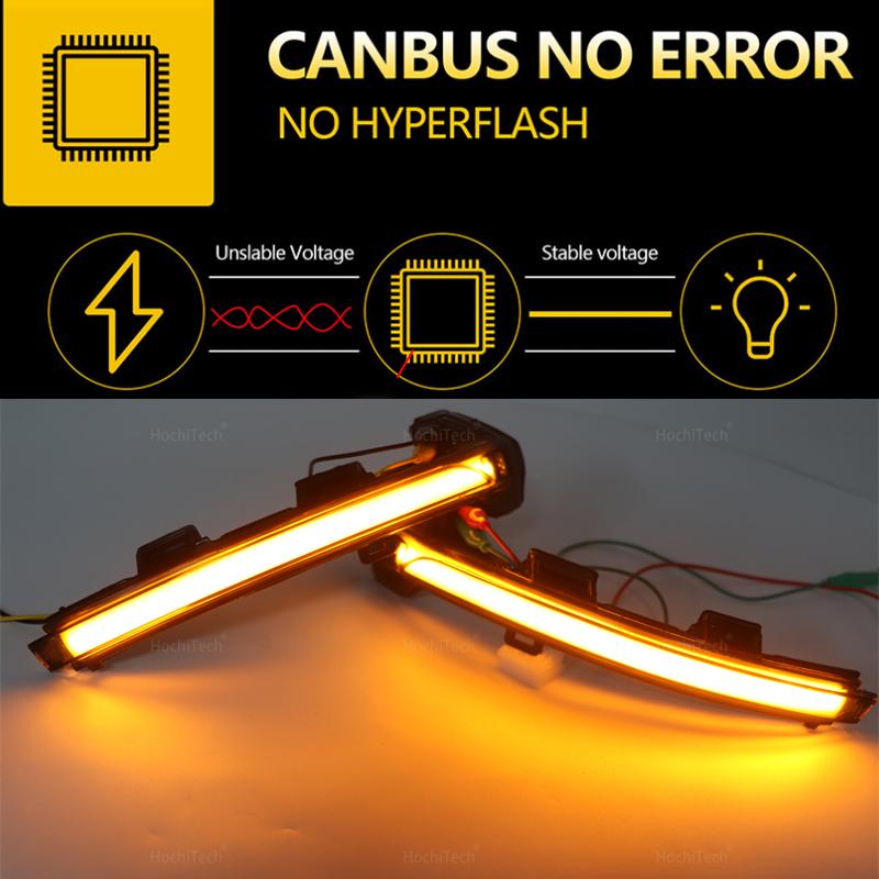 For VW Passat B8 Arteon 2015 2016 2017 2018  2Pcs Car Dynamic LED Turn Signal Light Rearview Mirror Blinker