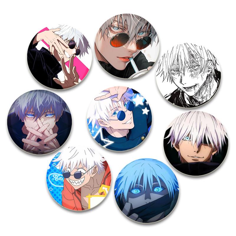 32/44/58mm Cute Anime Style Jujutsu Kaisen Brooch Satoru Gojou Cosplay Comic Button Pins Clothes Backpacks Cartoon Badge Jewelry Accessorie