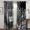 3D Digital Print Cheap Custom Animal Lion Tiger Two Thin Window Curtains for Living Room Bedroom Kitchen Office Decor 2 Pieces