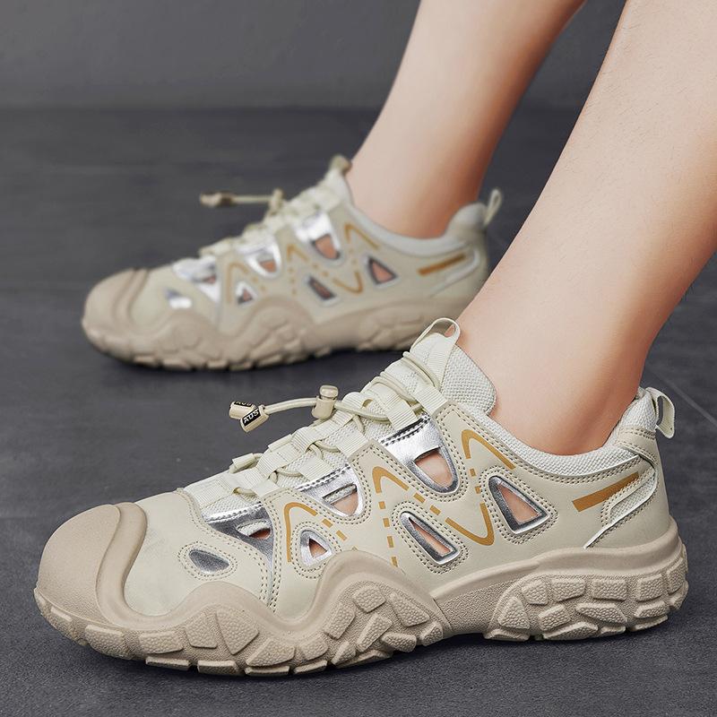 Мужская обувь 2025 новая летняя сетчатая дышащая дорожная одежда одежда одежда одежда вождение одной педалью альпинизм спортивная и повседневная обувь