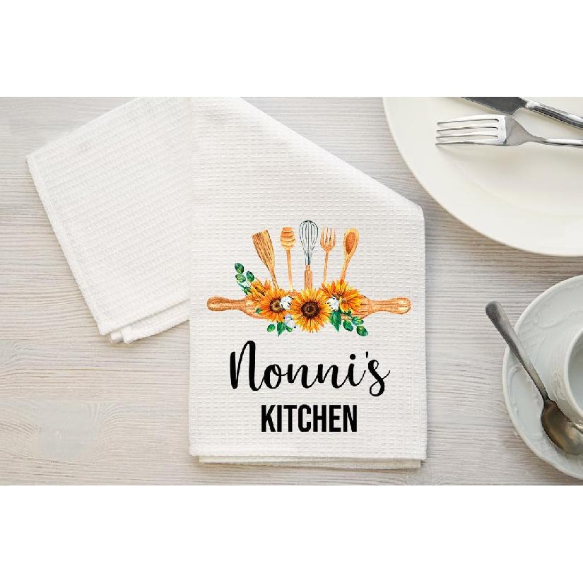 Nonni's Kitchen Towel - Tea Towel Kitchen Decor Sunflower Watercolor - Nonni's Birthday Gift - New Home Gift - Kitchen Soft and Absorbent Kitchen Tea