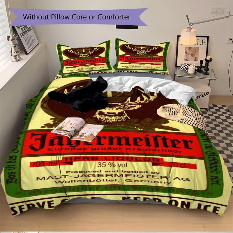 Jagermeister Herbal Liqueur Label Print 3Pcs Bedding Setduvet Cover With 2 Bedropillowcase Home Birthday Gift