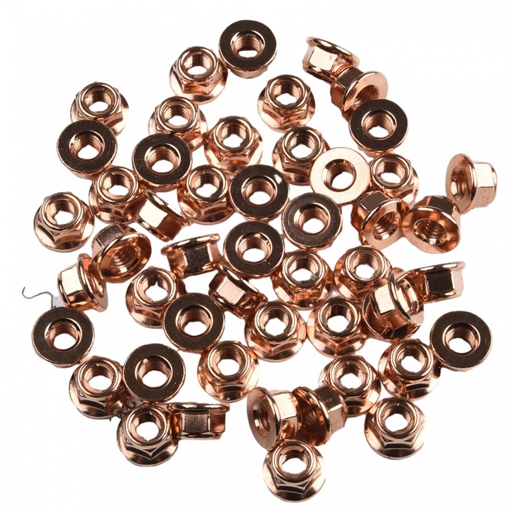 50pcs M8 Copper Exhaust Nuts for Turbocharger Manifold with Wrench Size 13