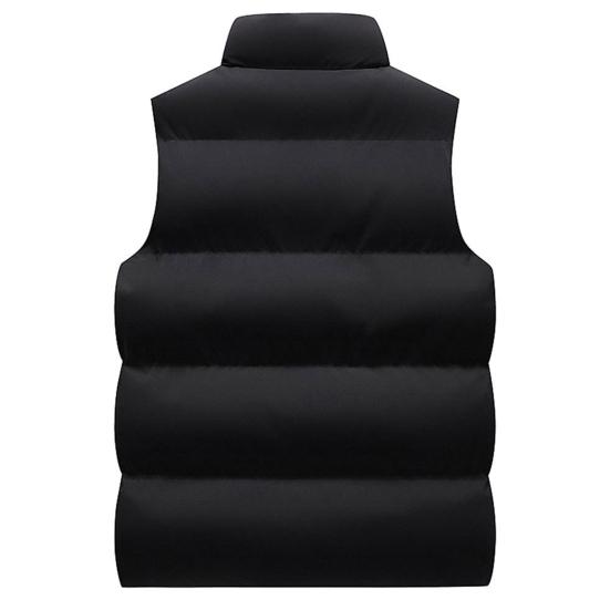 Men Winter Waistcoat Thick Padded Windproof Sleeveless Stand Collar Neck Protection Zipper Pockets Cardigan Solid Color Wintwer Outdoor Outerwear