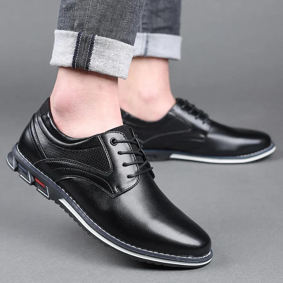 Retro Men Shoes Business Leather Shoes Fashion Casual Shoes for Men Black Brown Breathable Loafers Comfort Men'shoe