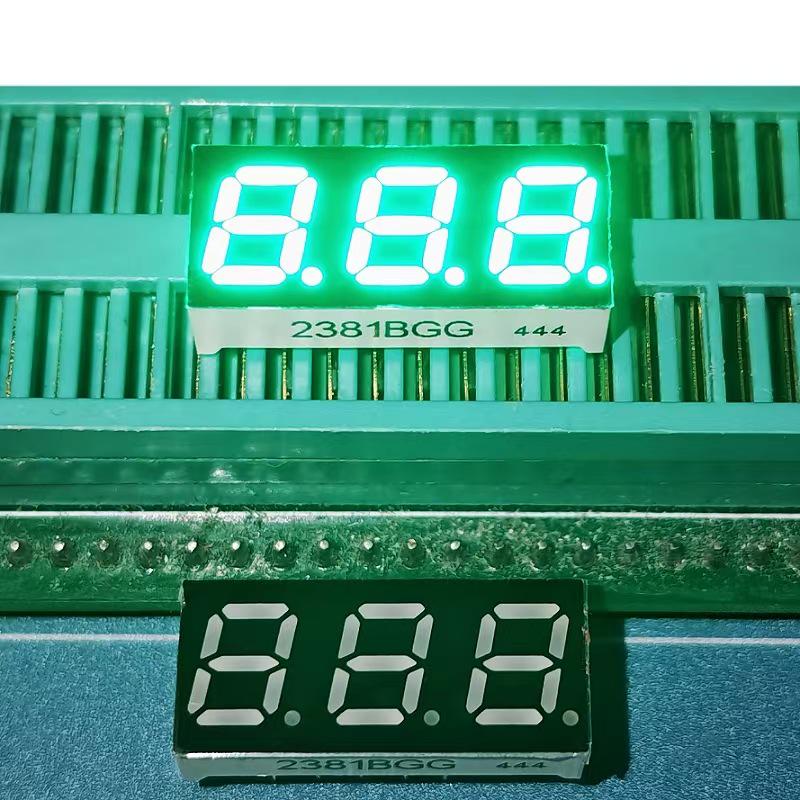 Светодиодная цифровая трубка, 0,28", 3 цифры, Изумрудно-зеленый, Общий катод (2381AGG) или Общий анод (2381BGG)