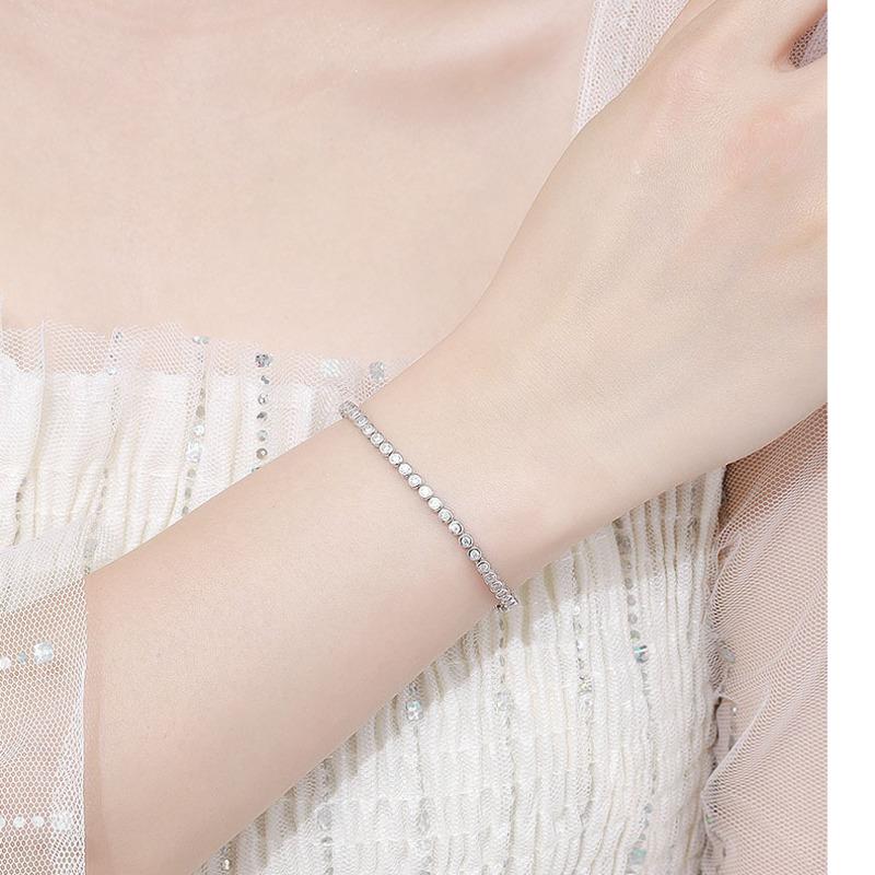 Женский браслет из муассанита из стерлингового серебра 3 цента Mo Sang с бриллиантами, чрезвычайно простой, легкий, роскошный, Chaozhou People, полный