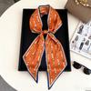 Hangzhou silk simulation silk texture double-layer printing long silk scarf spring and autumn matching scarf can be tied waist decorative streamer