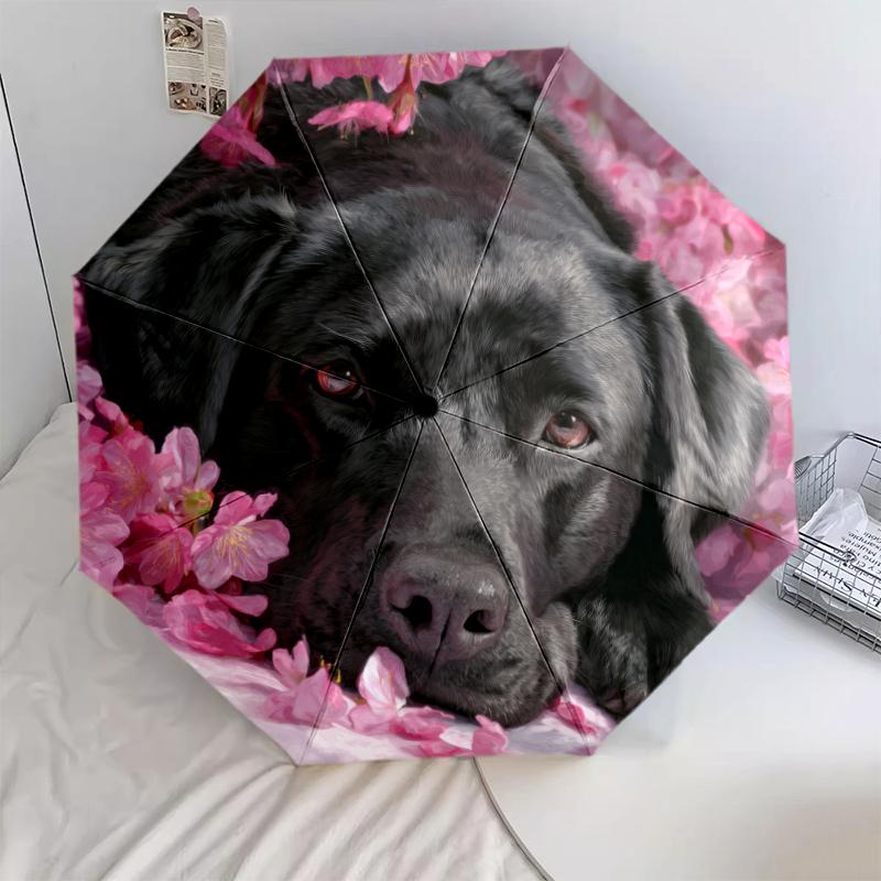Рисунок лабрадора ретривера черного окраса, автоматический складной зонт, портативная и складная конструкция, 8 спиц, рождественский или день рождения подарок.