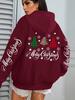 Merry Christmas Plaid Tree Print Hoodie Fall Hoodie Hip Hop Streetwear Sweater