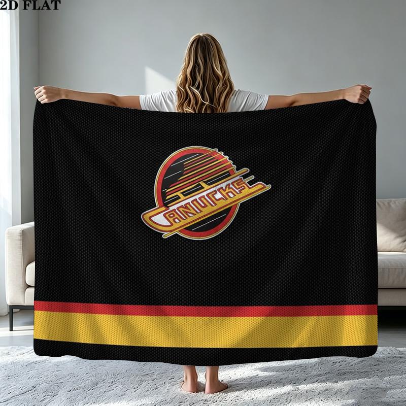 Vancouver Canucks Print Flannel Blanket High Quality Warm Comfortable Cover for All Seasons Perfect for Gifts Home Decor