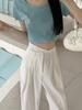 2025 Women's High-Waist Wide-Leg Pants: Slimming, Casual Straight-Leg with Draped Design for Summer
