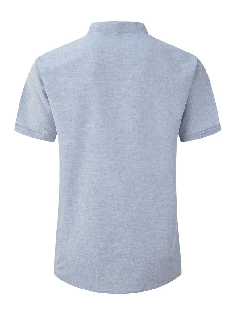 Летние мужские рубашки, окрашенные в стиле ретро, ​​с коротким рукавом, топ со стоячим вырезом, повседневная рубашка на пуговицах