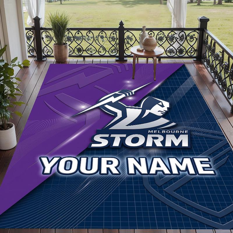Custom Text Printed Rug Melbourne Storm Non Slip Floor Carpet For Home Room Decor
