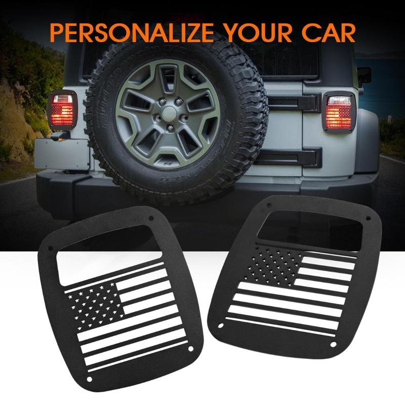 Для Jeep Wrangler TJ YJ 1987-2006 Рамка-чехол заднего фонаря Защитный кожух задней фары Алюминиевая защитная оболочка США. Вырезанная форма флага
