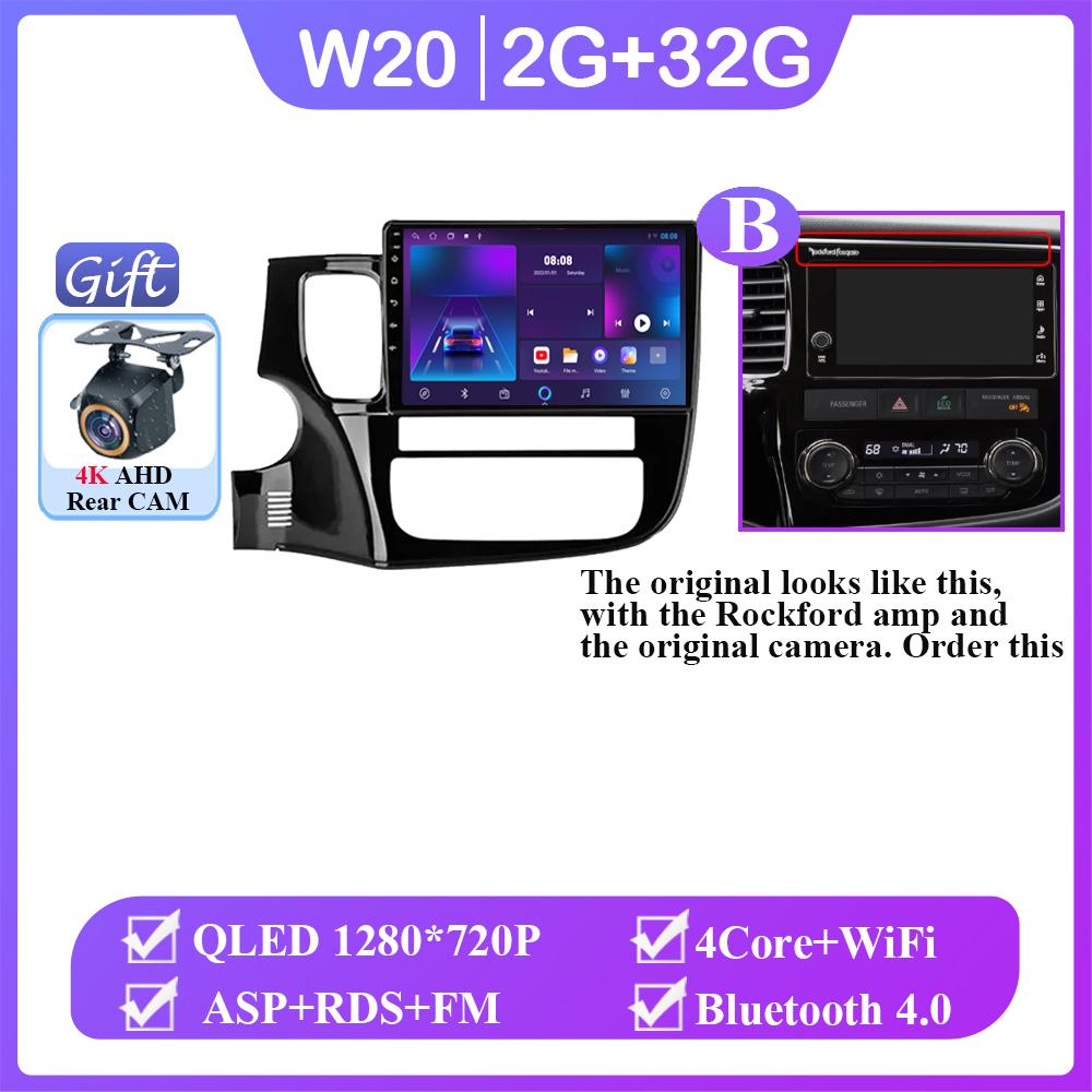 Навигация GPS Android 14 Авто Для Mitsubishi Outlander 3 2012-2018 Carplay Автомобильный Видеоплеер 2din DVD Мультимедийная Головное Устройство 2K BT