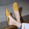 2024 Spring Summer Women Slippers Square Toe Slides Flat Slipper Black Woman Shoes Yellow Casual Shoes Zapatos Mujer 988