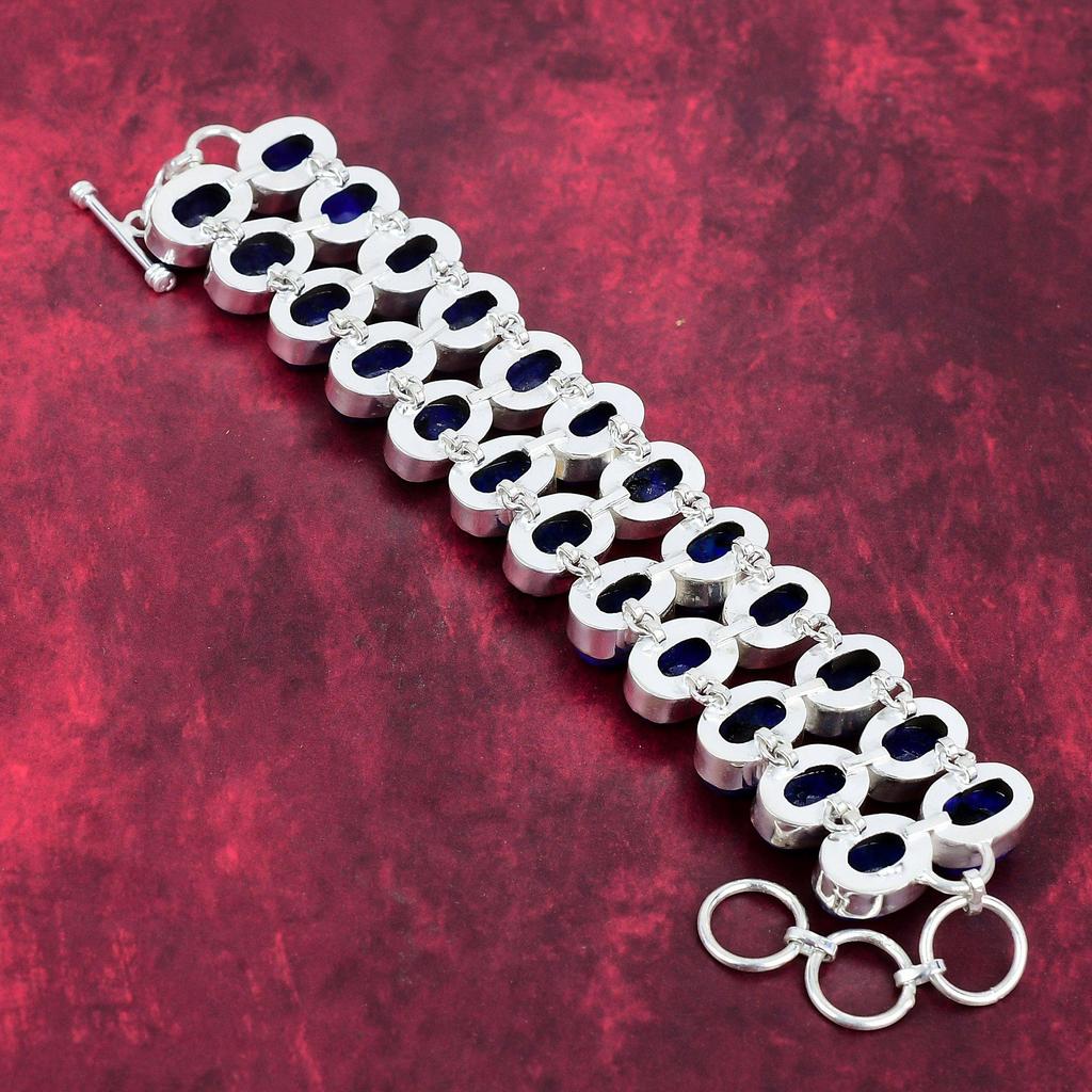 Браслет из лазурита, ювелирные изделия ручной работы, браслет из стерлингового серебра 925 пробы, дизайнерские ювелирные изделия из драгоценных камней, регулируемый браслет-цепочка, подарок для мамы