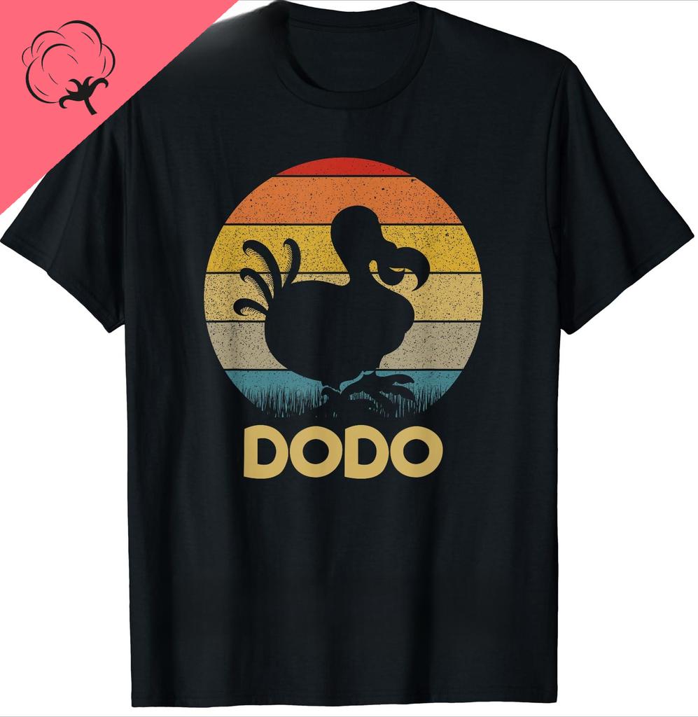 Dodo Retro Закат Силуэт Птицы Додо Птица Додо Короткий Рукав Новое Поступление Харадзюку Печатная Футболка МУЖСКАЯ ЖЕНСКАЯ УНИСЕКС Футболки Топ