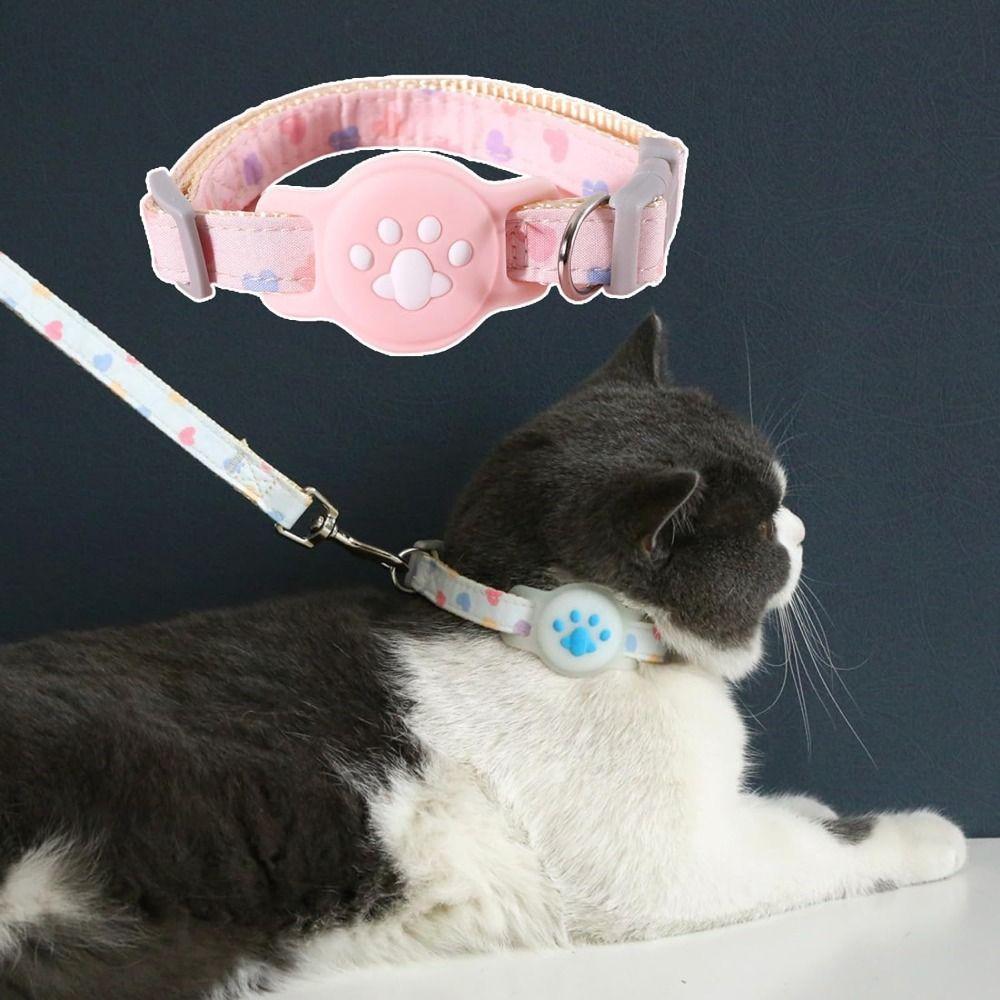 Glow-in-The-Dark Dog Cat Collar Nylon Tracker Protective Cover Pet Locator Collar for AirTag Pet