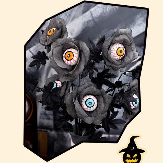 1/2/3 шт. Хэллоуин Искусственный Цветок Глазного Яблока с Черными Кленовыми Листьями Жуткий Готический Поддельный Шелковый Цветок Домашнее Украшение для Стола Искусственная Роза