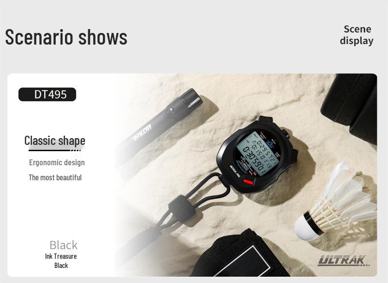 Электронный секундомер ULTRAK DT495E, 100 кругов, 3-строчный дисплей, Портативный таймер для тренировок по легкой атлетике