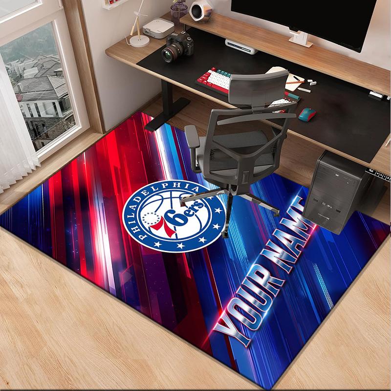 Custom NamePhiladelphia Basketball Team Carpet, Indoor Rug, Chair Rug, Living Rooms, Doormat Made From Polyester Home Decor Birthday Christmas Gifts