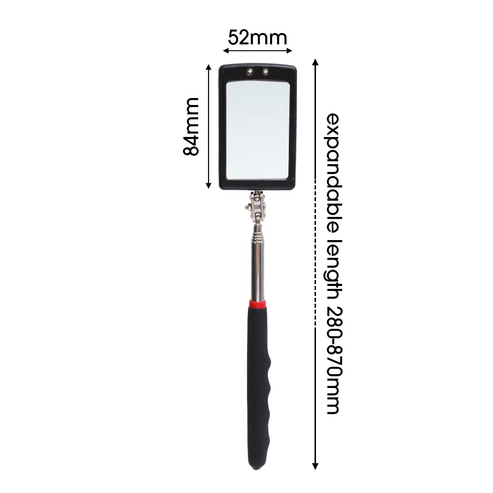 360° Rotatable Inspection Mirror LED Light Telescopic Handle Detection Mirror Repair Tool Automotive Repair Auxiliary Lighting