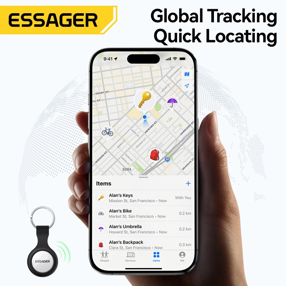 Essager Работает с Apple Find My Smart Tag - Bluetooth GPS-трекер для ключей, багажа и домашних животных, сертифицированное MFi устройство поиска от потери для iOS