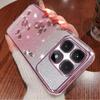 Чехол для телефона XiaoMi 14T 5G, Mi 14T Pro 5G Flash Pink Flower Прозрачный противоударный защитный чехол с роскошным бриллиантовым сиянием