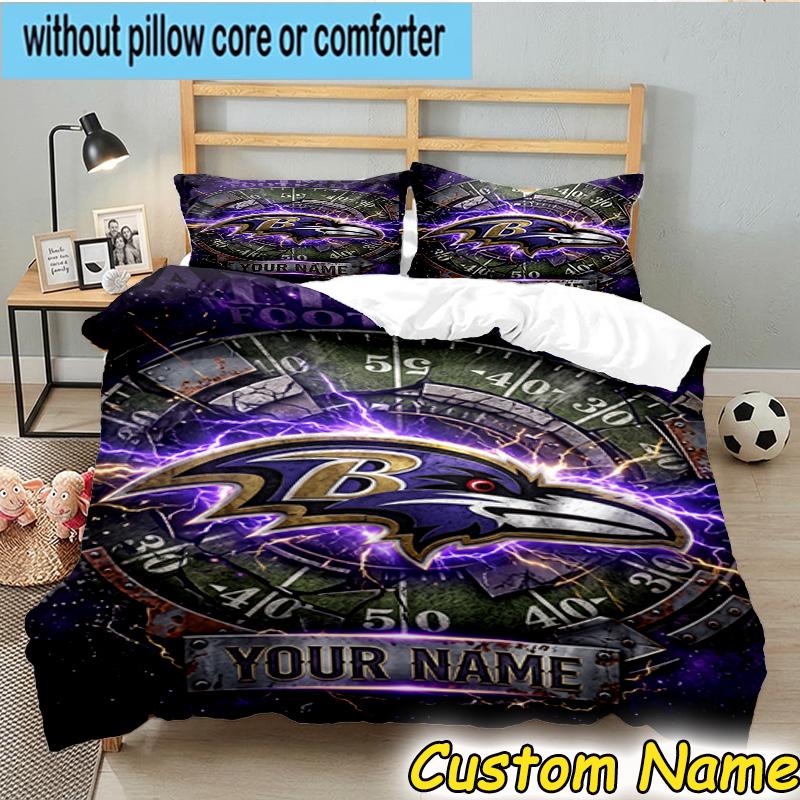 3pcs Custom Name Baltimore Team Spirit Bedding Set Includes 1 Duvet Cover & 2 Pillowcases for All Seasons Dormitory Home Decor Christmas gifts
