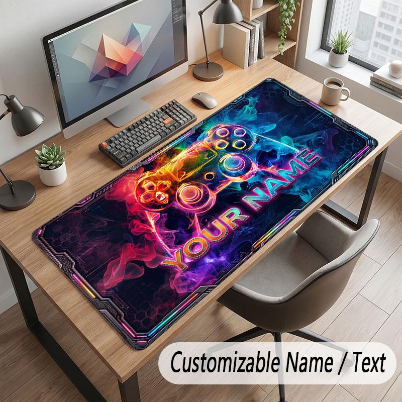 Game Controller Theme Customized Mouse Pad Personalized Print Name Text Desk Mat For Home Office Table Decor