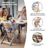 Chaise D'alimentation Kinderkraft ENOCK, 3 En 1, Bois Naturel, Dossier Évolutif Et Profilé, Réglable, Gris